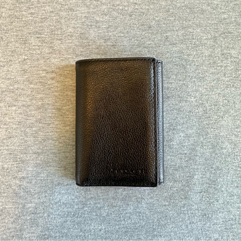 Coach Trifold Black Leather Wallet